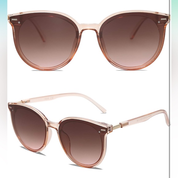Sojos round retro vintage sunglasses large frame blush light pink brown - Picture 1 of 16